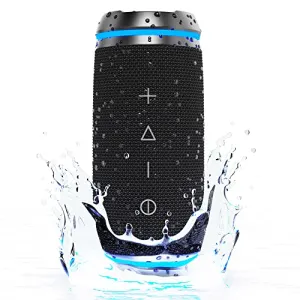 TREBLAB HD77 - Bluetooth Speaker - Loud 360° HD Surround Sound w/Bass, 30W Stereo, IPX6 Waterproof, 20H Battery Portable Speaker w/Bluetooth, Wireless Dual Pairing, Outdoor Blue Tooth Speaker